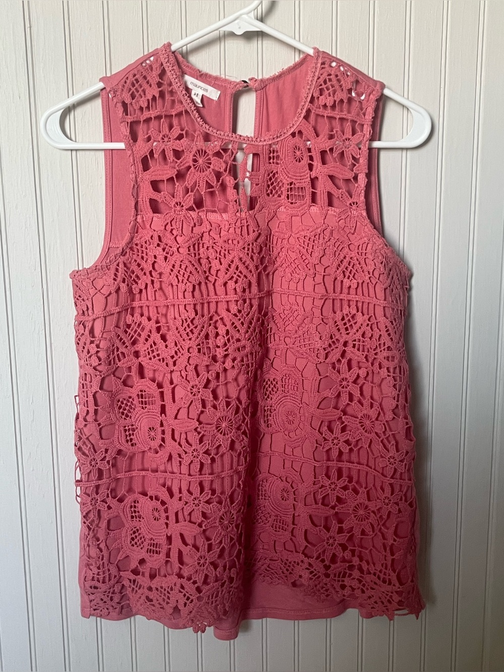 Maurices XS Pink Crochet Lace Sleeveless women’s top.